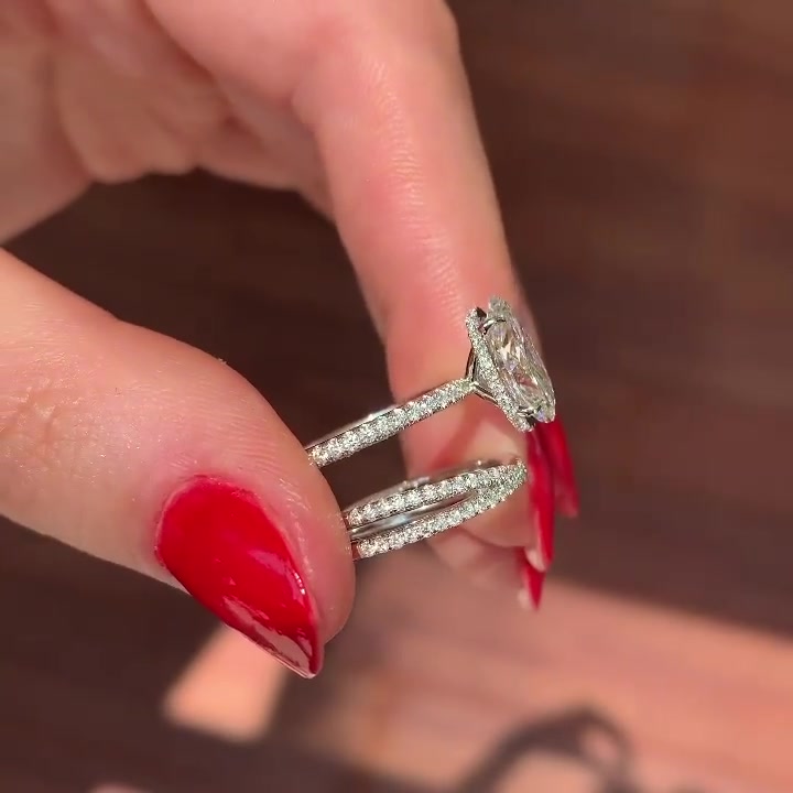 5ct Oval Cut White Sapphire wedding Set