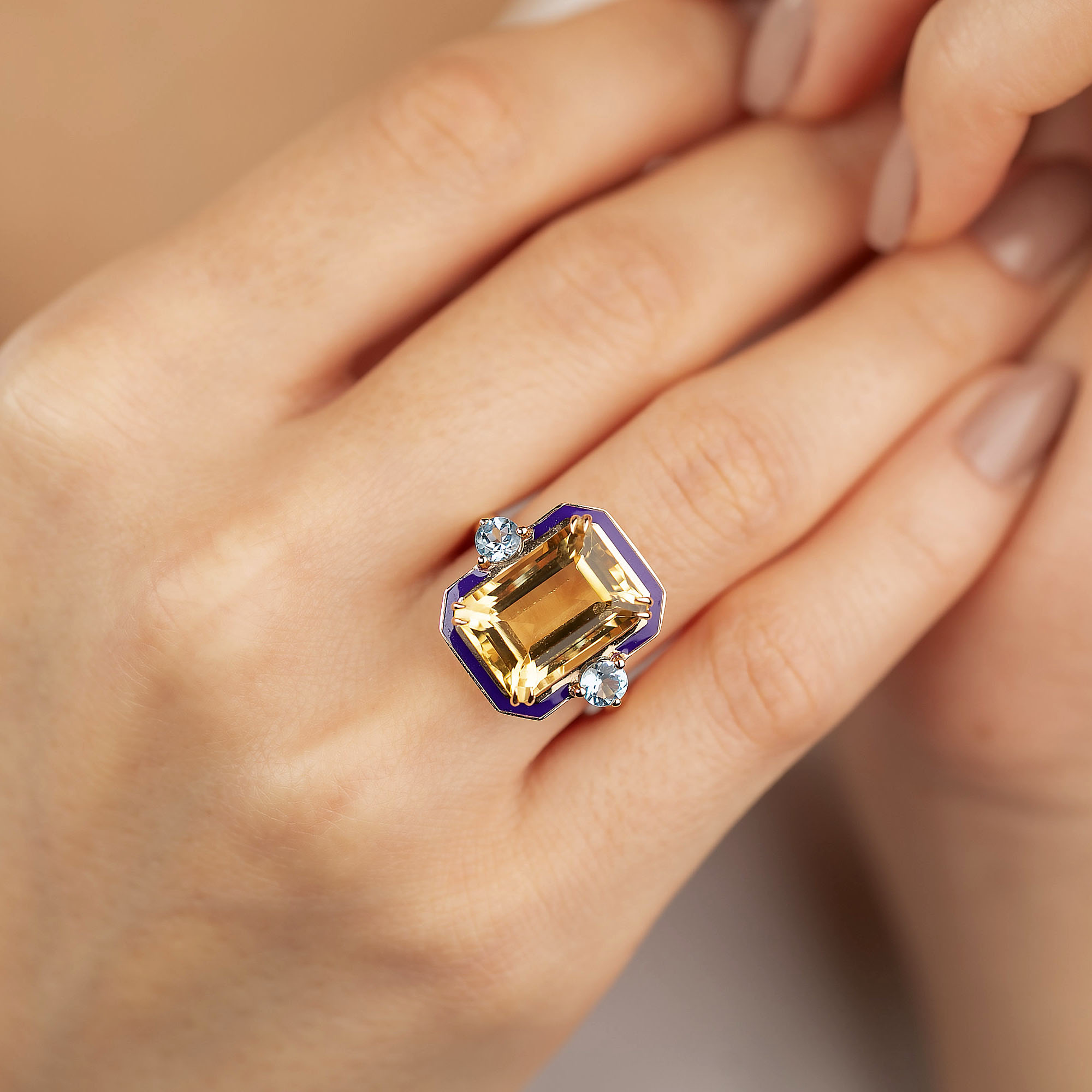 5.76ct Art Deco Emerald Cut Yellow Sapphire Engagement Ring