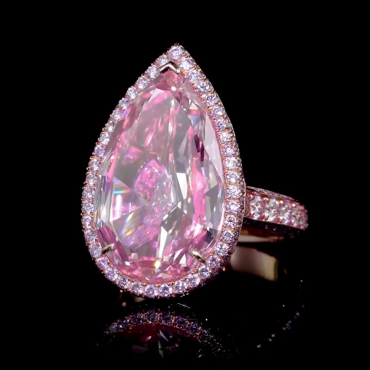 7ct Pear Cut Pink Sapphire Engagement Ring