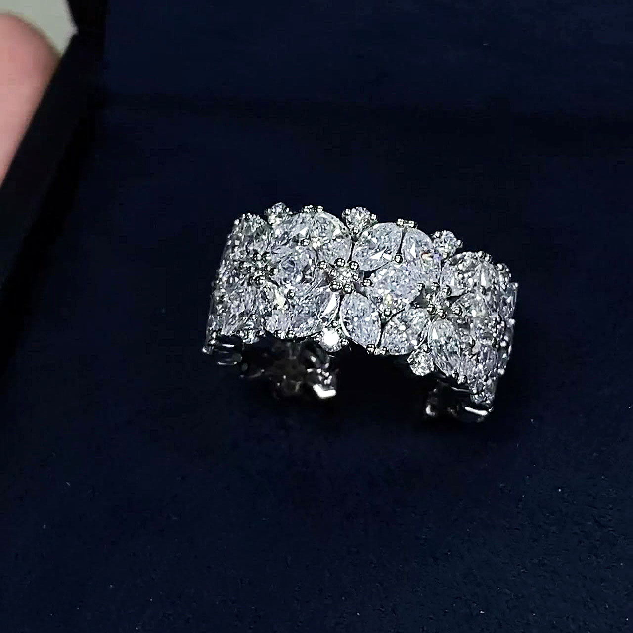 5.65ct Marquise Cut White Sapphire Eternity Ring