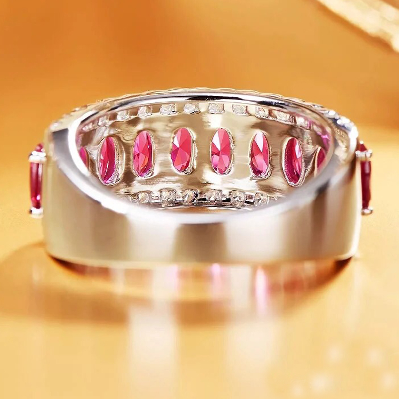 5ct Oval Cut Ruby Sapphire Half Eternity Ring