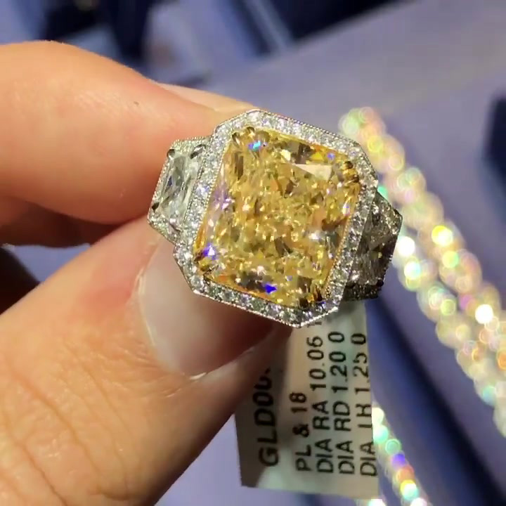 10ct Radiant Cut Yellow Sapphire Engagement Ring