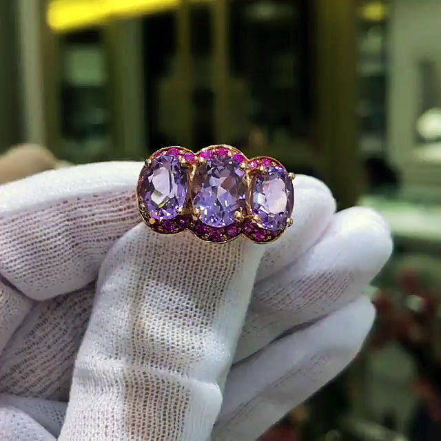 6.25ct Oval Cut Amethyst Sapphire Eternity Ring