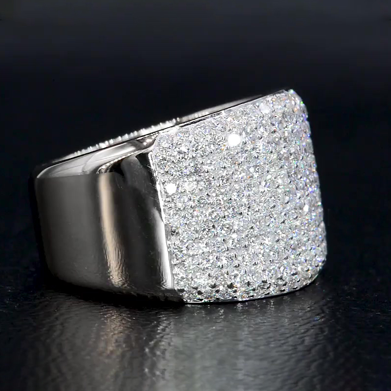 7.75ct Micro-pave Setting Round Cut White Sapphire Men's Ring