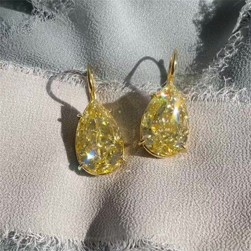 Pear Cut Yellow Sapphire Drop Earrings