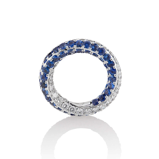 4ct Round Cut Blue Sapphire Eternity Ring