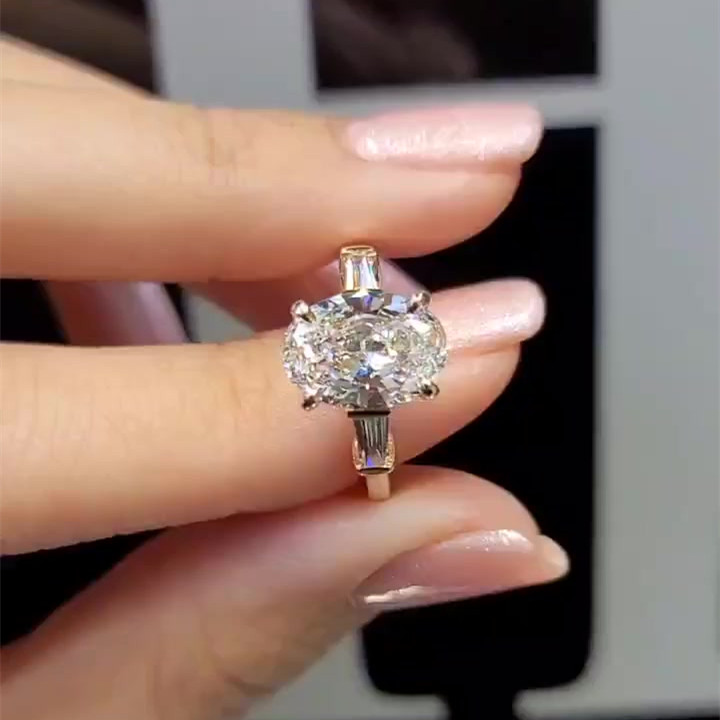 3ct Oval Cut White Sapphire Wedding Ring