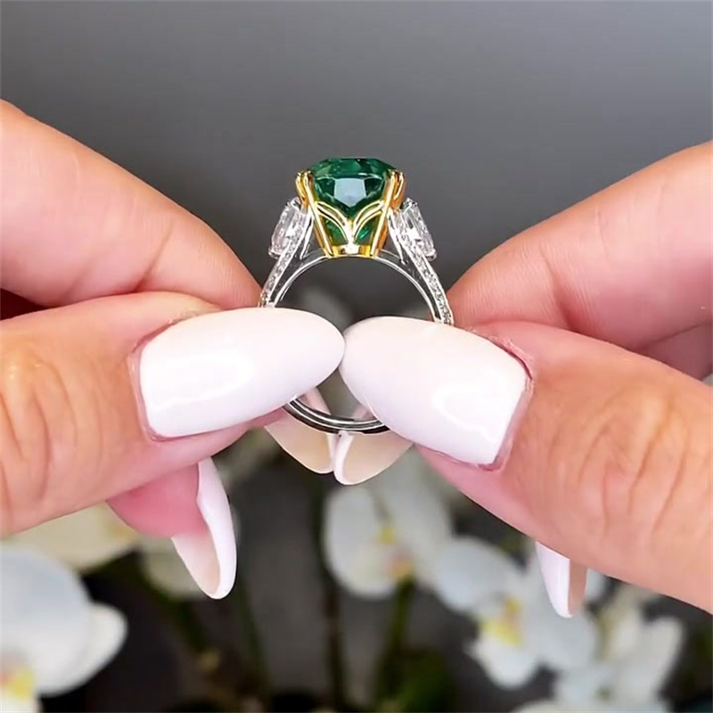 3.5ct Double Prong Cushion Cut Green Sapphire Engagement Ring