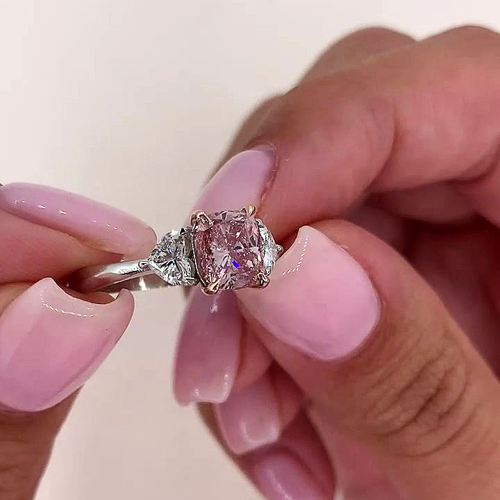 3ct Cushion Cut Pink Sapphire Engagement Ring