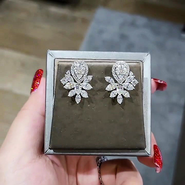 Pear Cut White Sapphire Drop Earrings