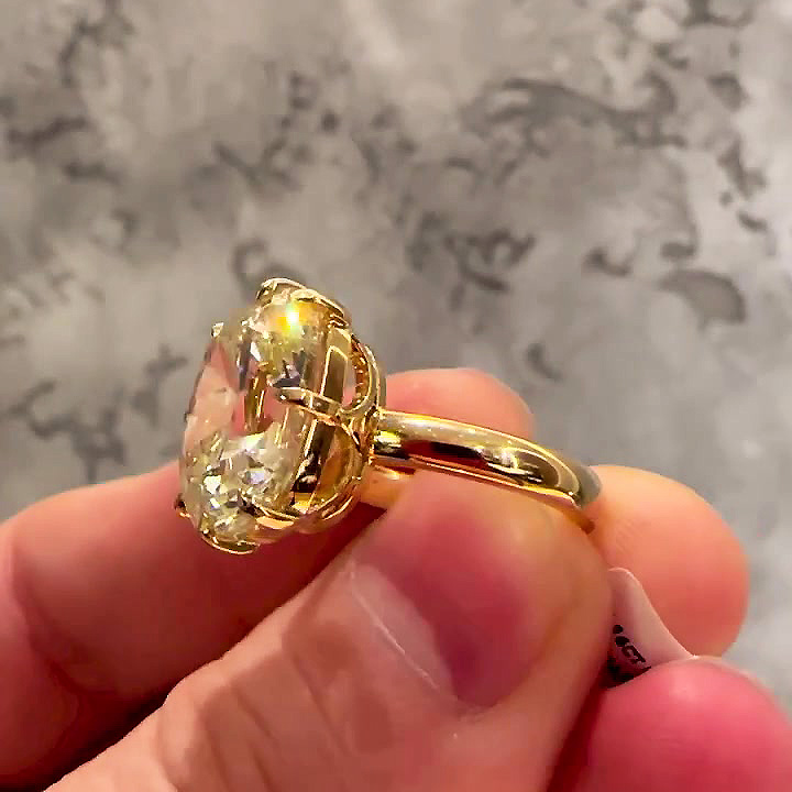 5ct Cushion Cut Yellow Sapphire Engagement Ring