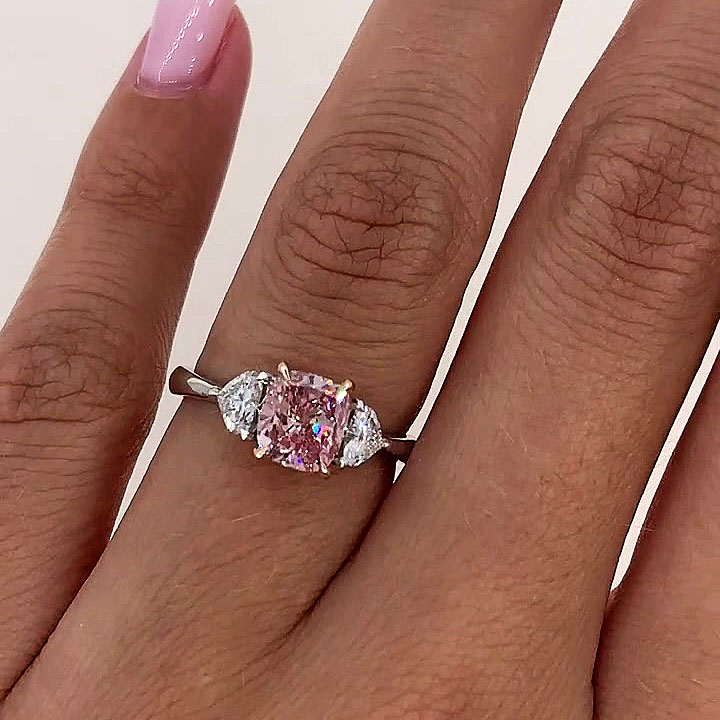 3ct Cushion Cut Pink Sapphire Engagement Ring