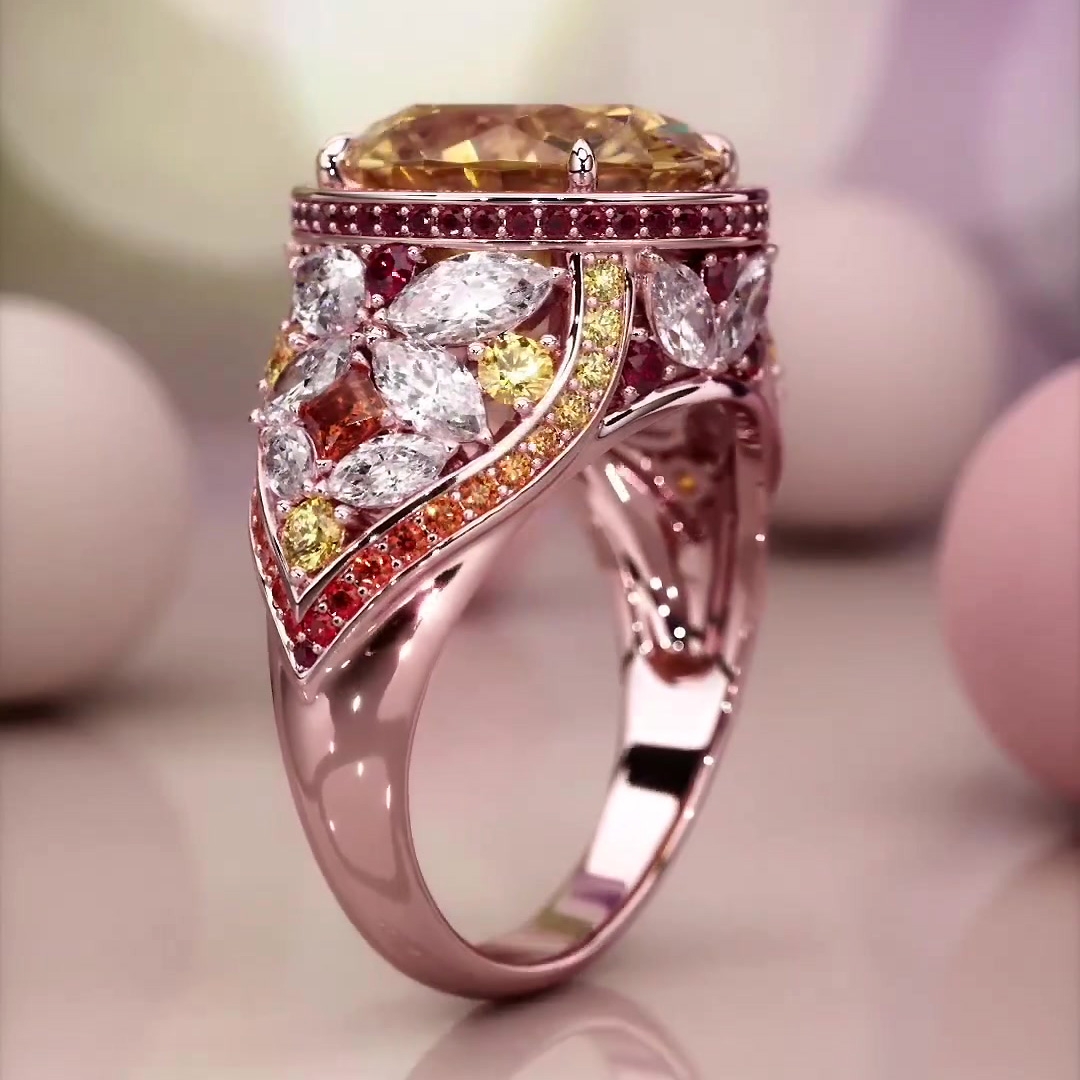 7ct Oval Cut Yellow Sapphire Engagement Ring