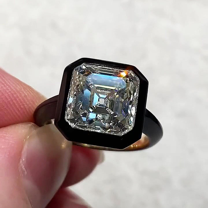 6ct Asscher Cut White Sapphire Engagement Ring
