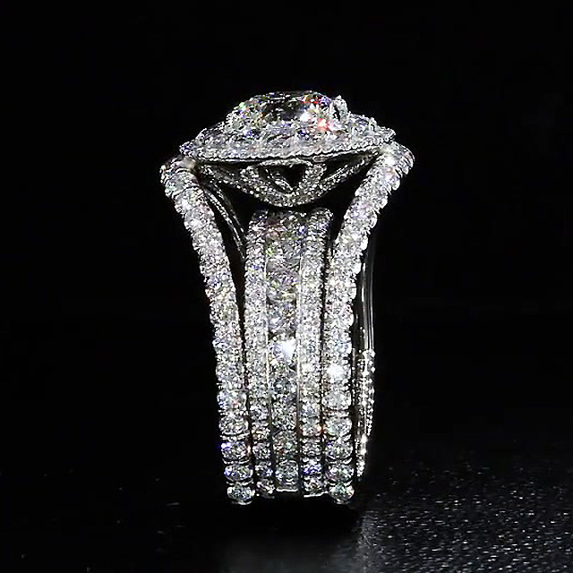 5ct Round Cut White Sapphire Engagement Ring