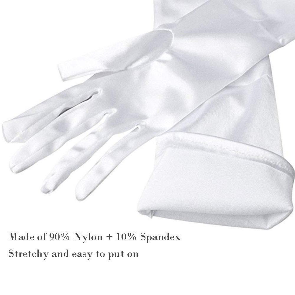 Women's Long Satin Finger Gloves Elbow Length 1920s Opera Bridal Dance Gloves