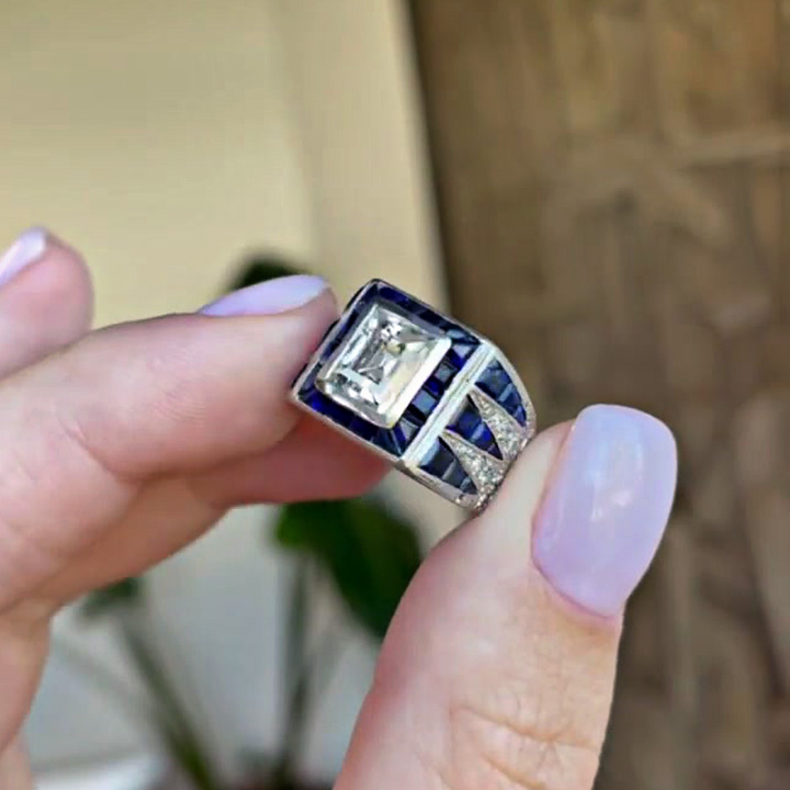 2ct Emerald Cut Lab-created Sapphire Men's Engagement Ring