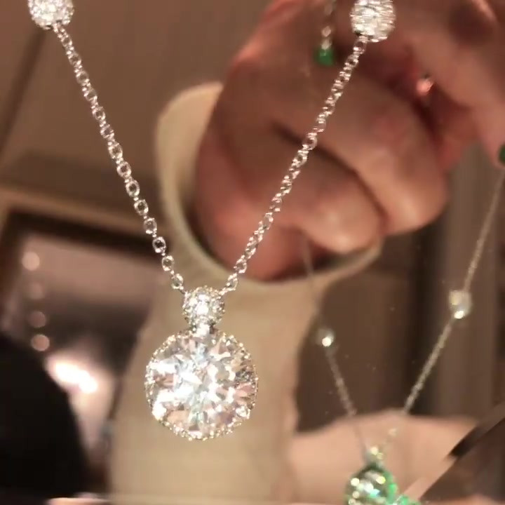 Round Cut White Sapphire Pendant Necklace