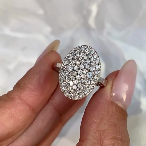 4.35ct Micro-pave Setting Round Cut White Sapphire Ring