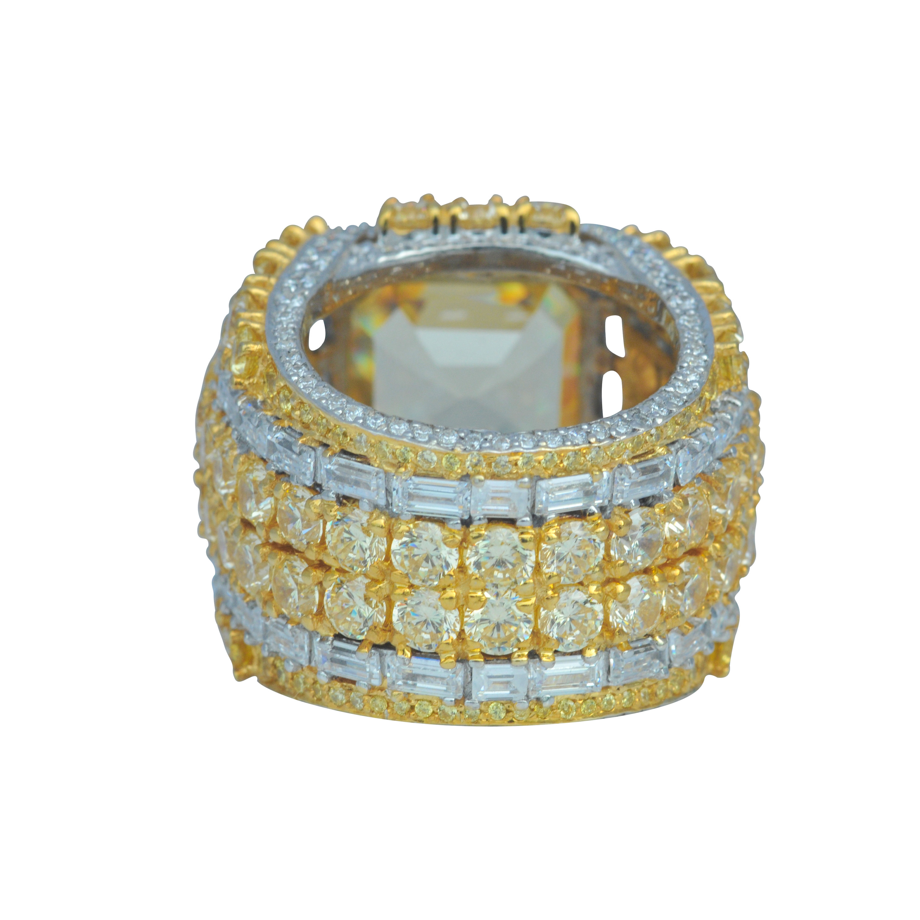 8ct Asscher Cut Yellow Sapphire Men's Engagement Ring