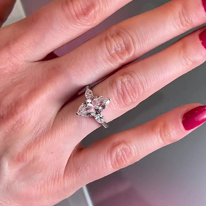 4ct Marquise Cut White Sapphire Wedding Set