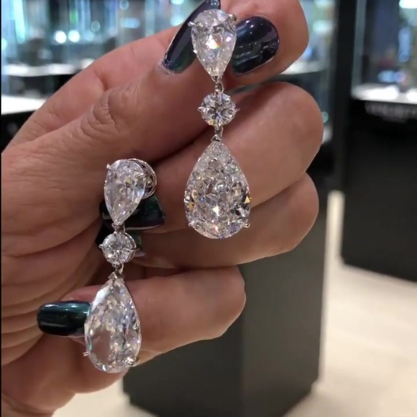 Pear Cut Simple White Sapphire Drop Earrings