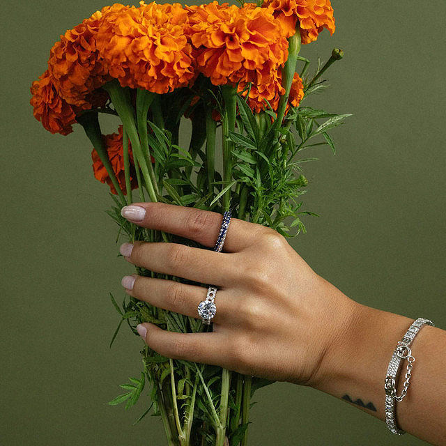 4ct Round Cut Blue Sapphire Eternity Ring