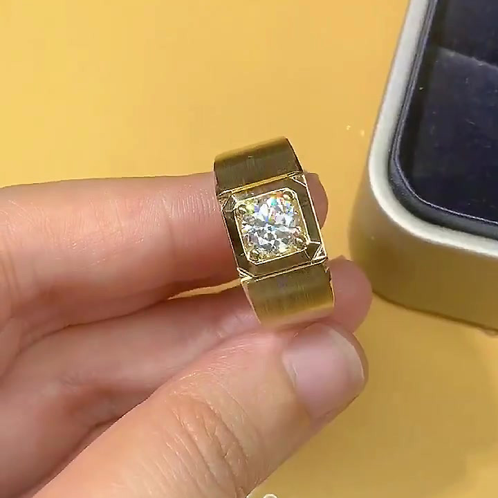 5ct Radiant Cut White Sapphire Men's Engagement Ring