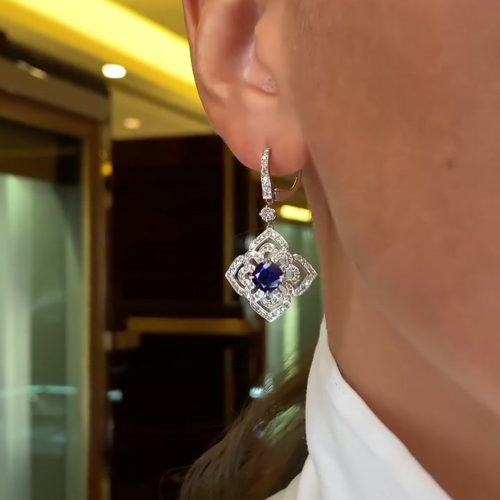 Round Cut Purple Sapphire Drop Earrings