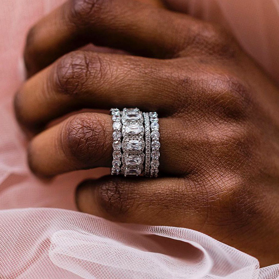 7.25ct Cushion Cut White Sapphire Wedding Set