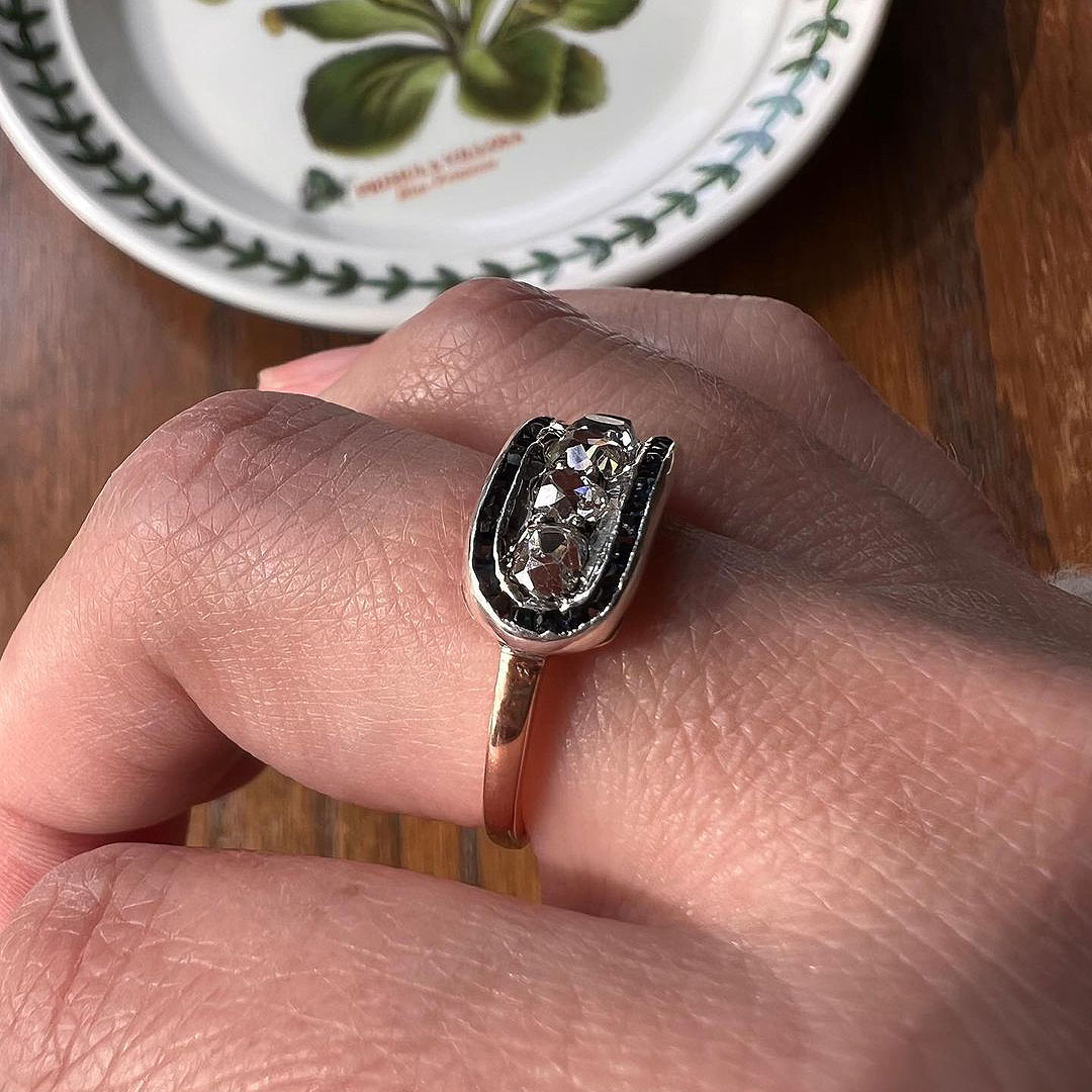 4.35ct Art Deco Round Cut Blue Sapphire Ring