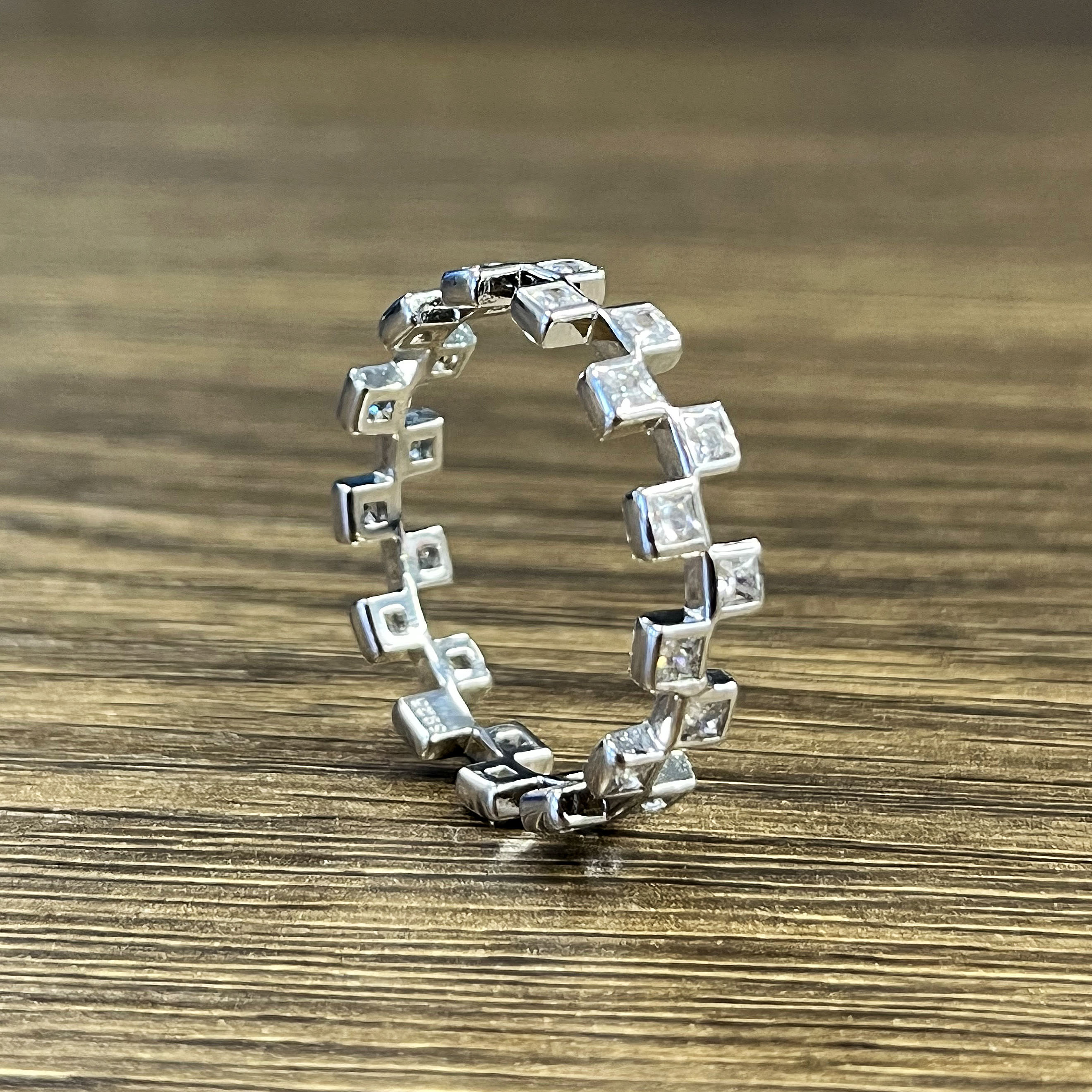 3.25ct Unique Princess Cut White Sapphire Eternity Ring