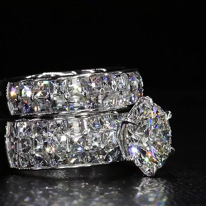 4ct Round Cut White Sapphire Wedding Set