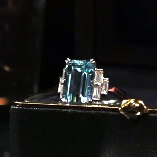 7ct Unique Design Emerald Cut Aquamarine Sapphire Engagement Ring
