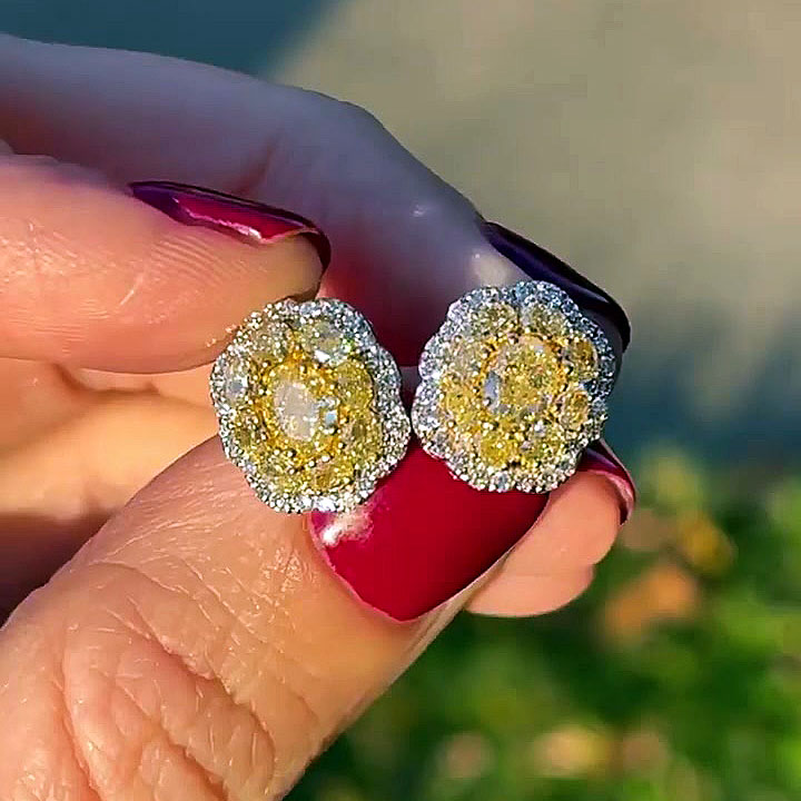 Oval Cut Yellow Sapphire Stud Earrings