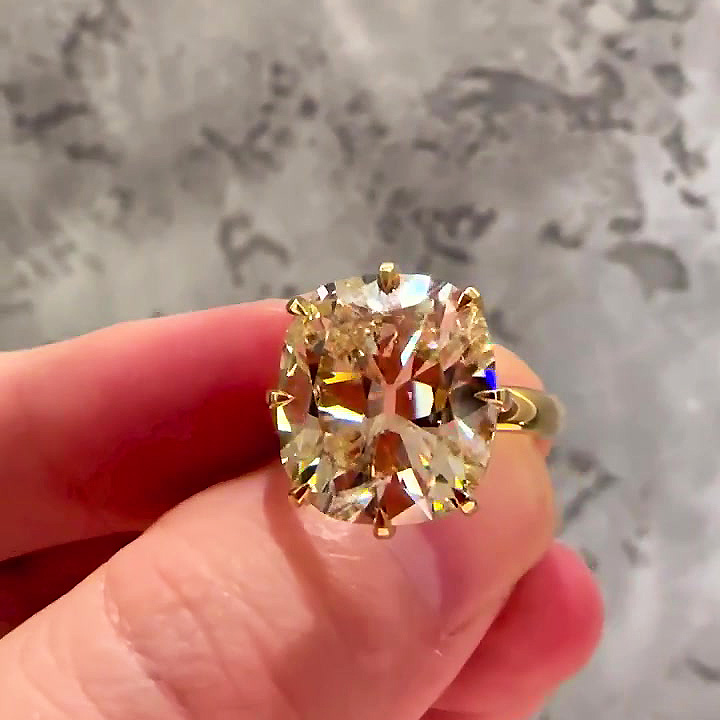 5ct Cushion Cut Yellow Sapphire Engagement Ring