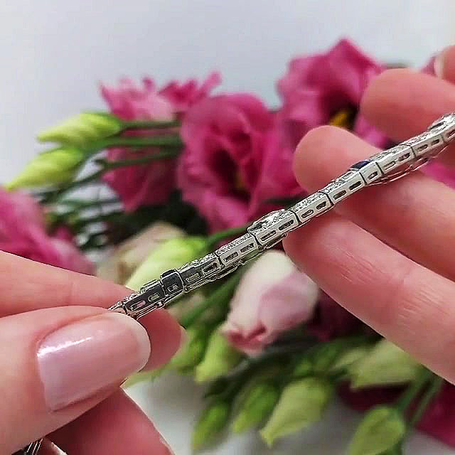 Art Deco Multi-Cut Blue Sapphire Bracelet