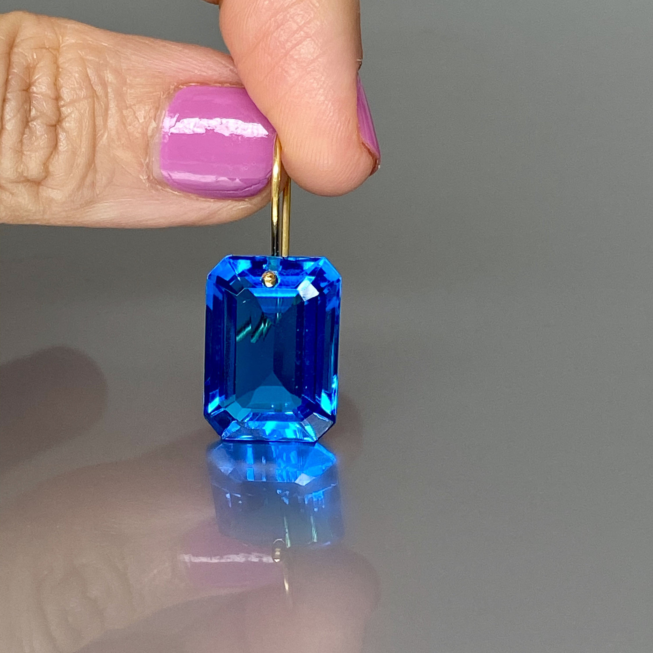 Emerald Cut Blue Sapphire Drop Earrings