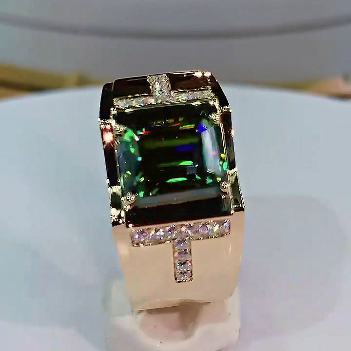 3ct Emerald Cut Emerald Sapphire Men's Engagement Ring