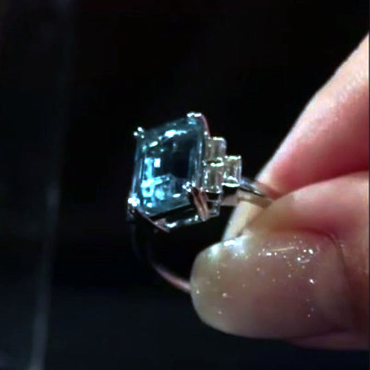 7ct Unique Design Emerald Cut Aquamarine Sapphire Engagement Ring