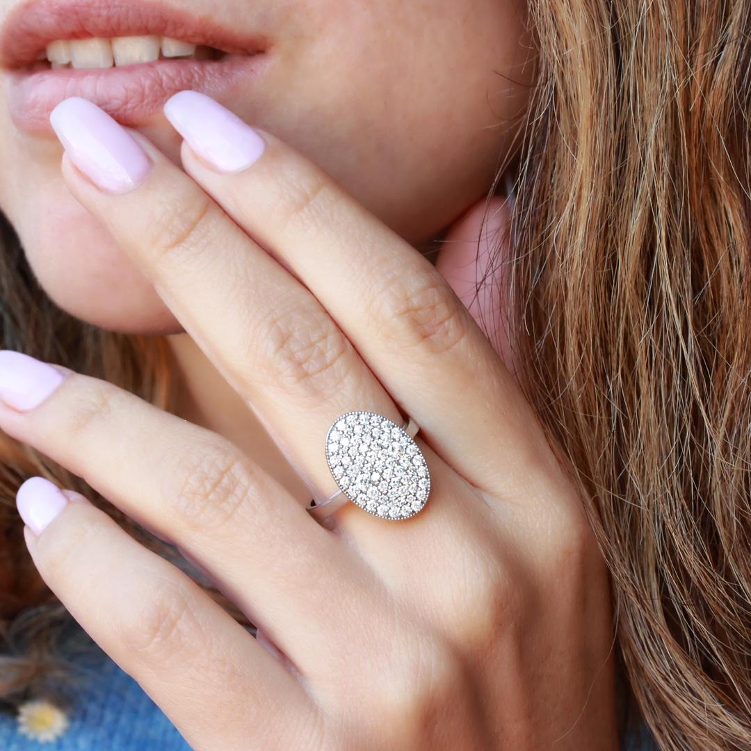 4.35ct Micro-pave Setting Round Cut White Sapphire Ring