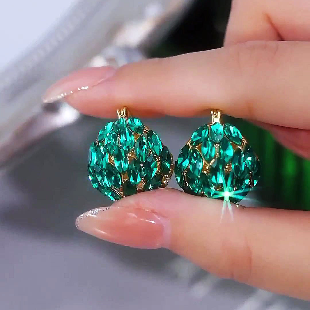 Marquise Cut Green Sapphire Drop Earrings