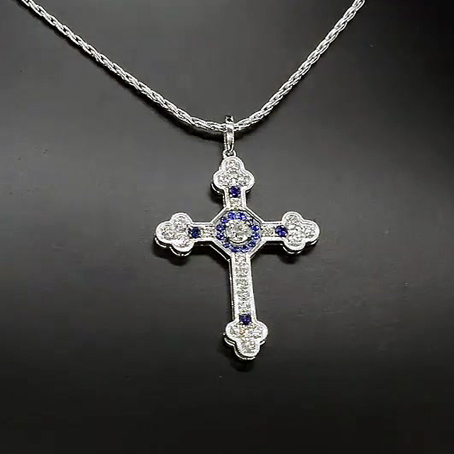 Round Cut Blue Sapphire Pendant Necklace