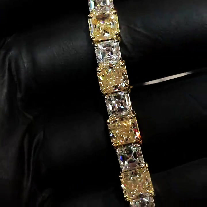 Asscher Cut Yellow Sapphire Men's Bracelet