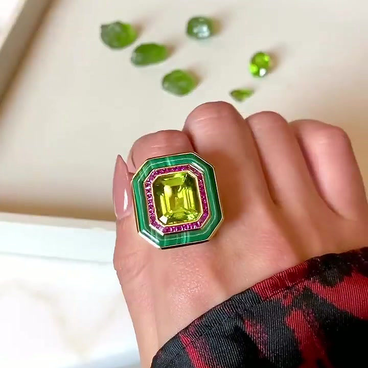 7ct Emerald Cut Green Sapphire Engagement Ring