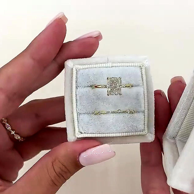 4ct Radiant Cut White Sapphire Wedding Set