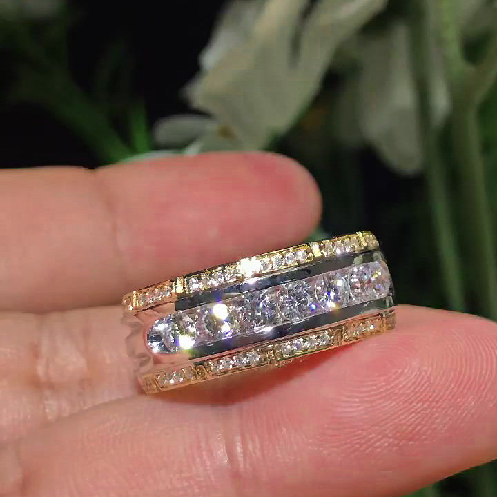 3.5ct Round Cut White Sapphire Men's Eternity Ring