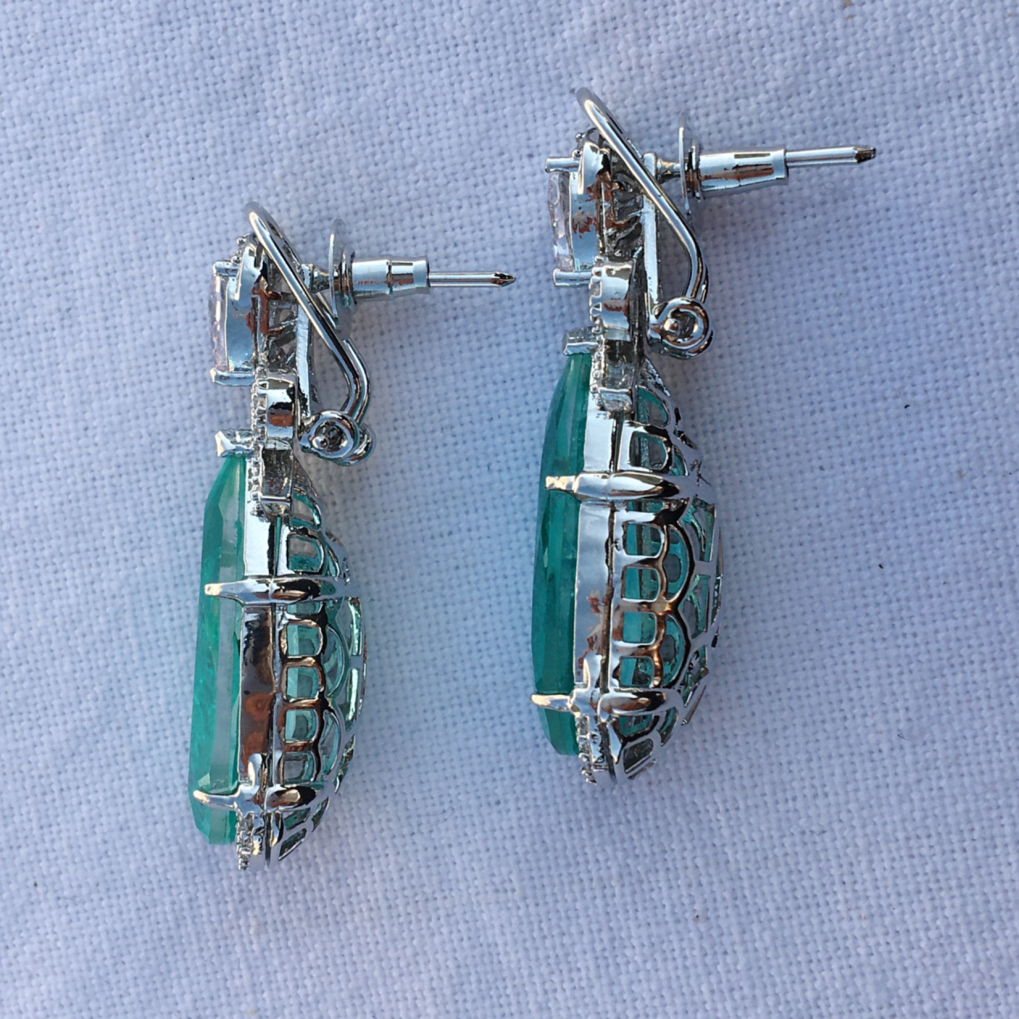 Pear Cut Green Sapphire Drop Earrings