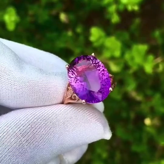 6ct Oval Cut Amethyst Sapphire Engagement Ring