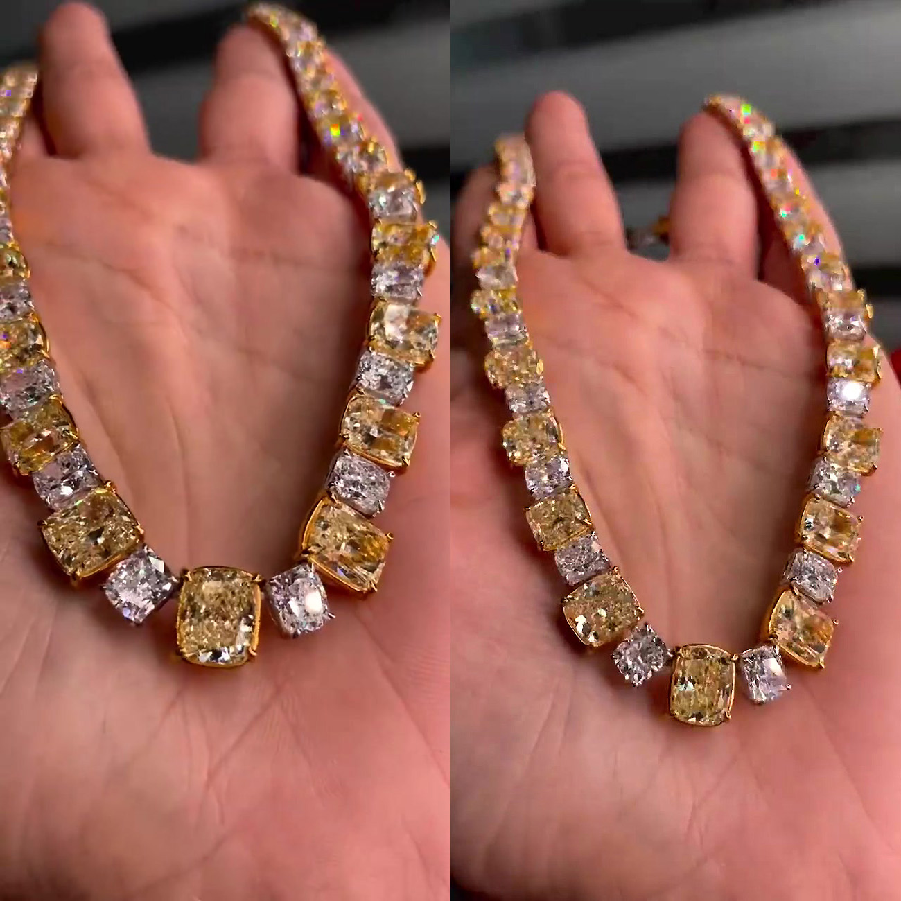 Cushion Cut Yellow Sapphire Necklace